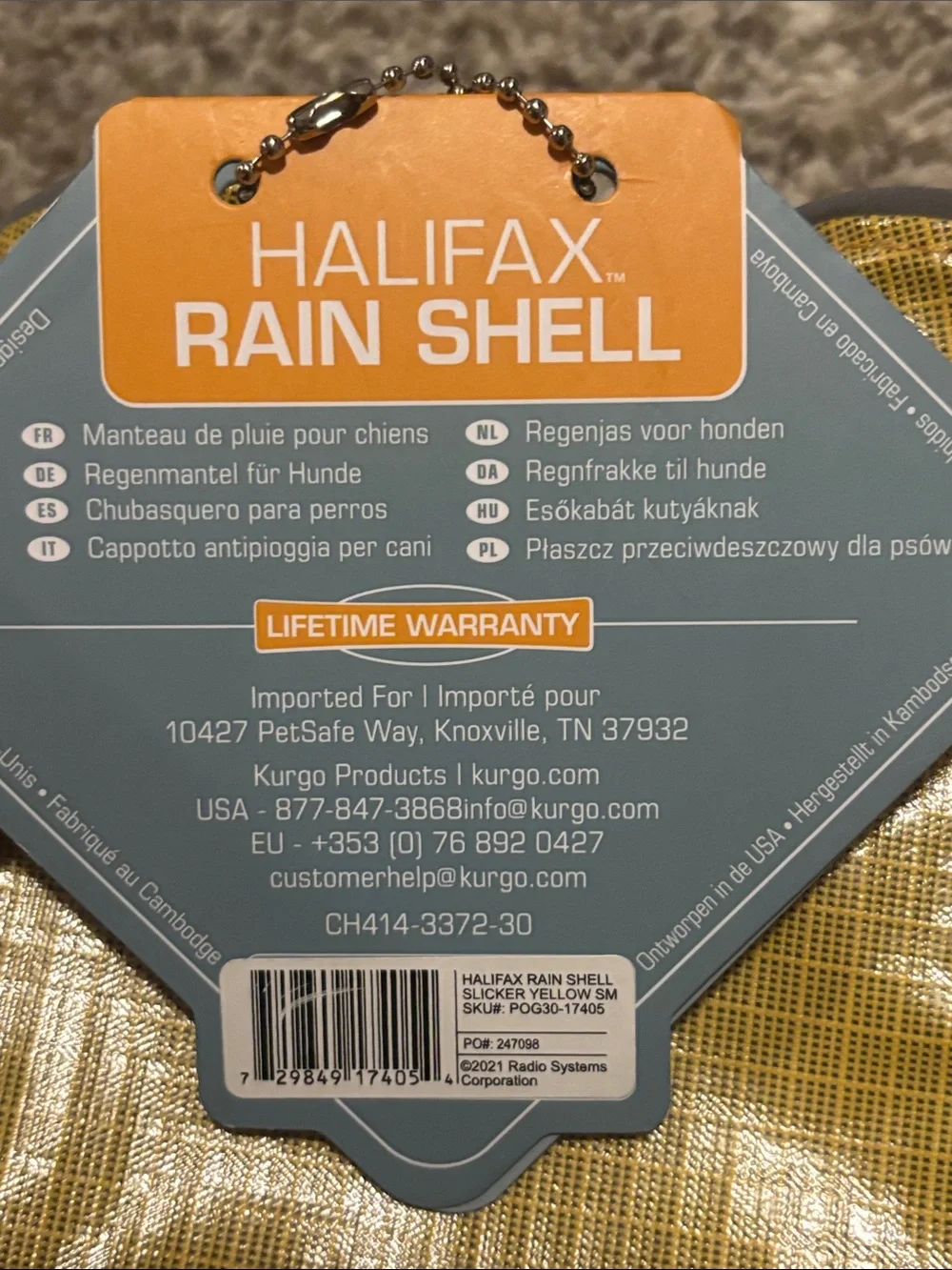 NWT Kurgo Halifax Rain Shell Dog Jacket Small